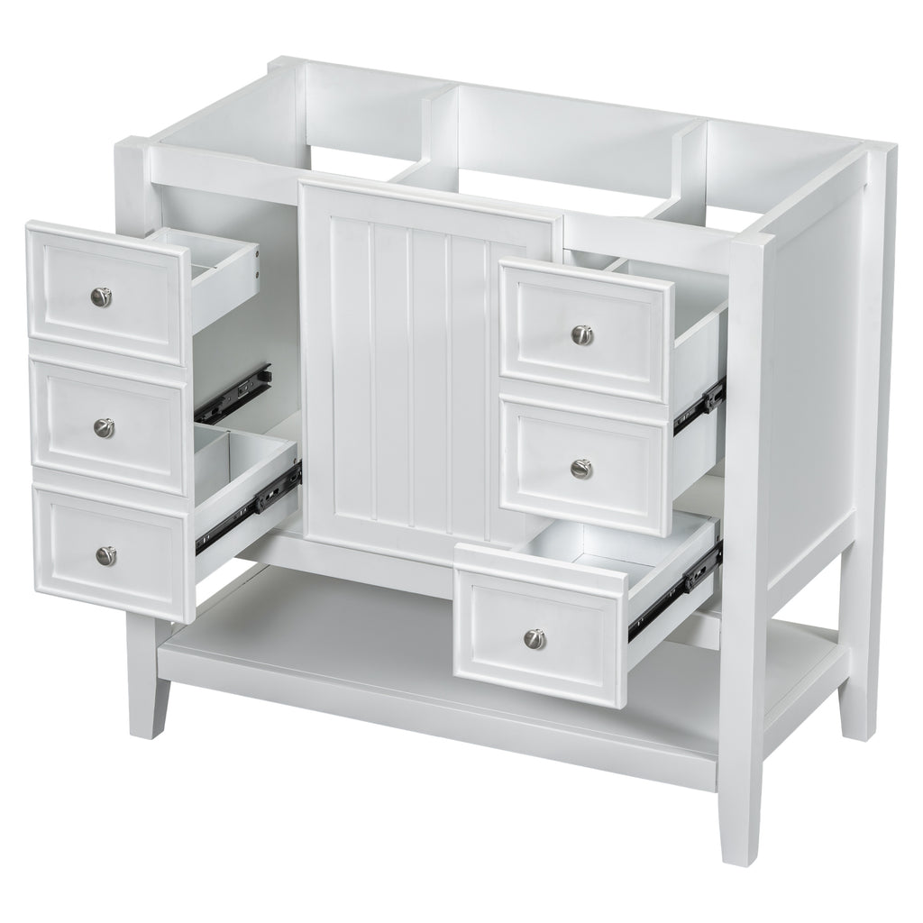 Leoglint 36" Bathroom Vanity without Sink, Cabinet Base Only, One Cabinet and three Drawers, White