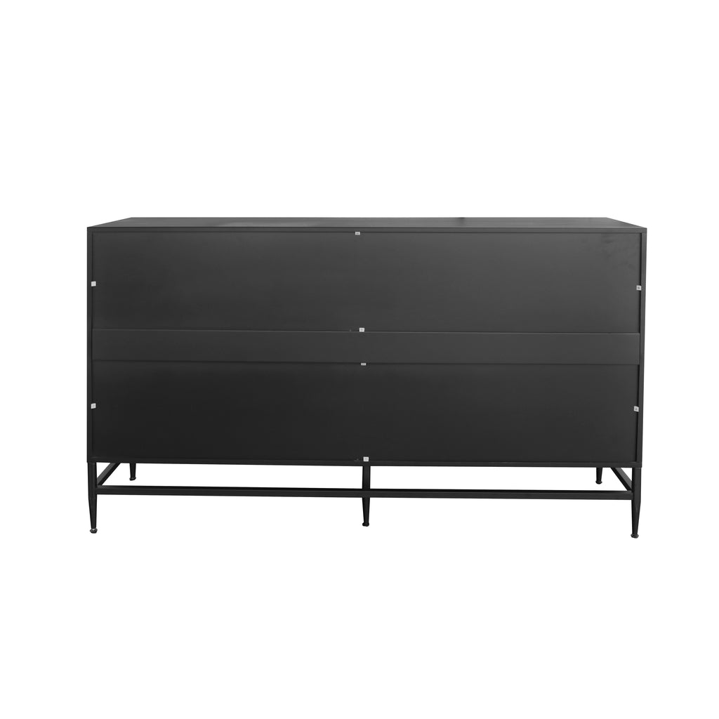 Leoglint Accent Black Lacquered 4 Door Wooden Cabinet Sideboard Buffet Server Cabinet Storage Cabinet, for Living Room, Entryway, Hallway, Office, Kitchen and Dining Room