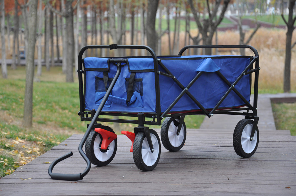 Leoglint Garden cart Folding Wagon Garden Shopping Beach Cart (blue)