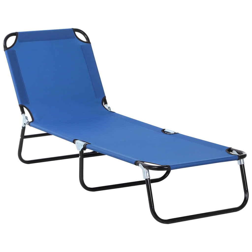 Leoglint Folding Chaise Lounge Pool Outdoor Chair, Patio Sun Tanning Chair, Outdoor Lounge Chair with 5-Positions Reclining Back, Oxford Fabric Seat for Beach, Yard, Patio, Blue