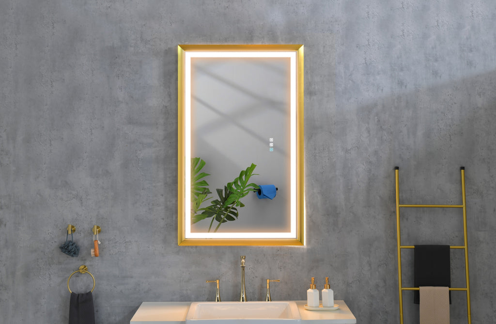 Leoglint 42 in. W x24 in. H Oversized Rectangular Framed LED Mirror Anti-Fog Dimmable Wall Mount Bathroom Vanity Mirror