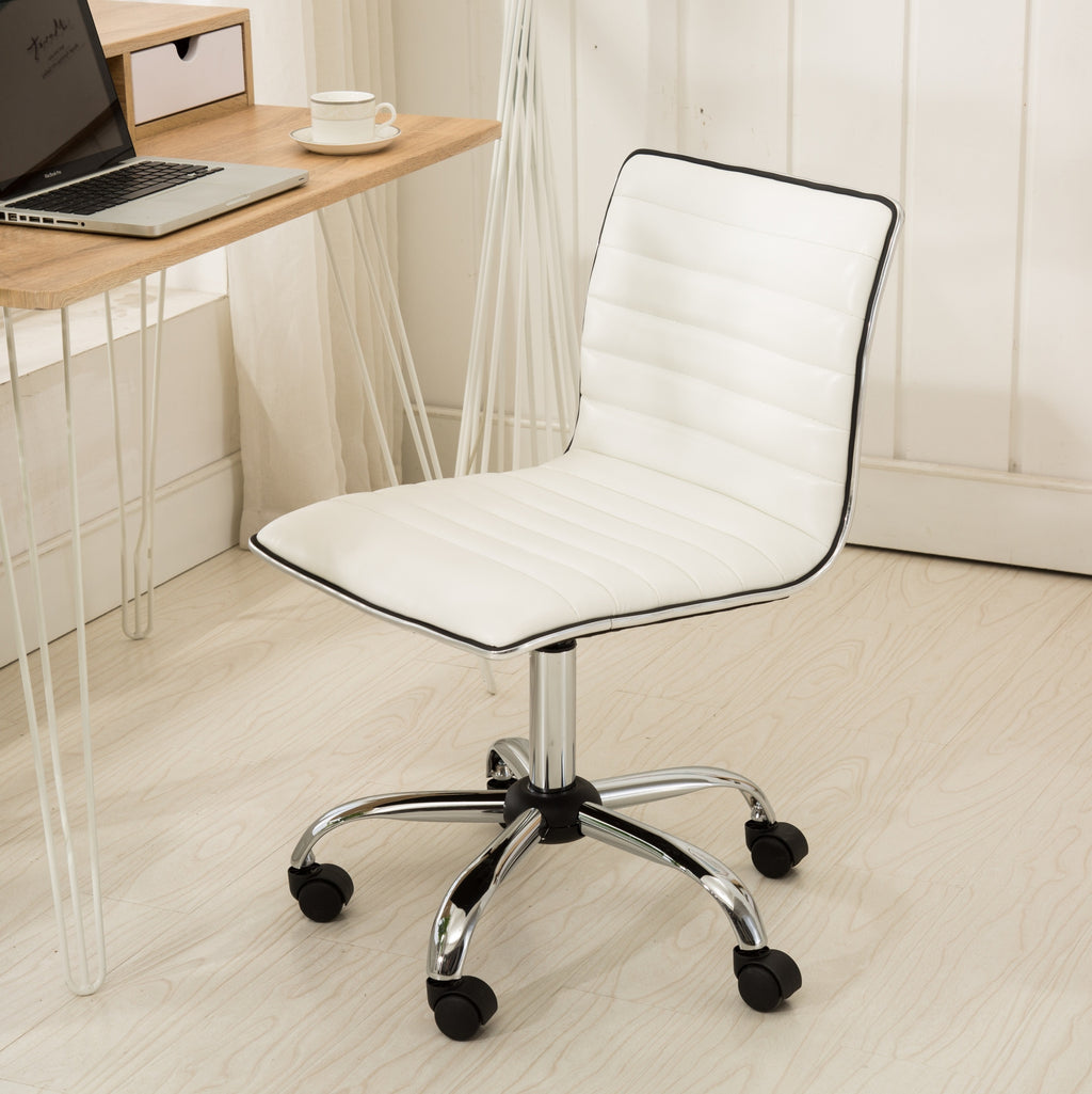 Leoglint Fremo Chromel Adjustable Air Lift Office Chair, White