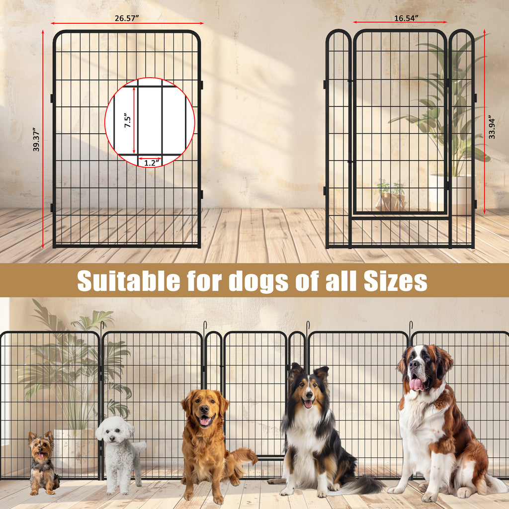 Leoglint 8 Panels Heavy Duty Metal Playpen with door,39.37"H Dog Fence Pet Exercise Pen for Outdoor, Indoor