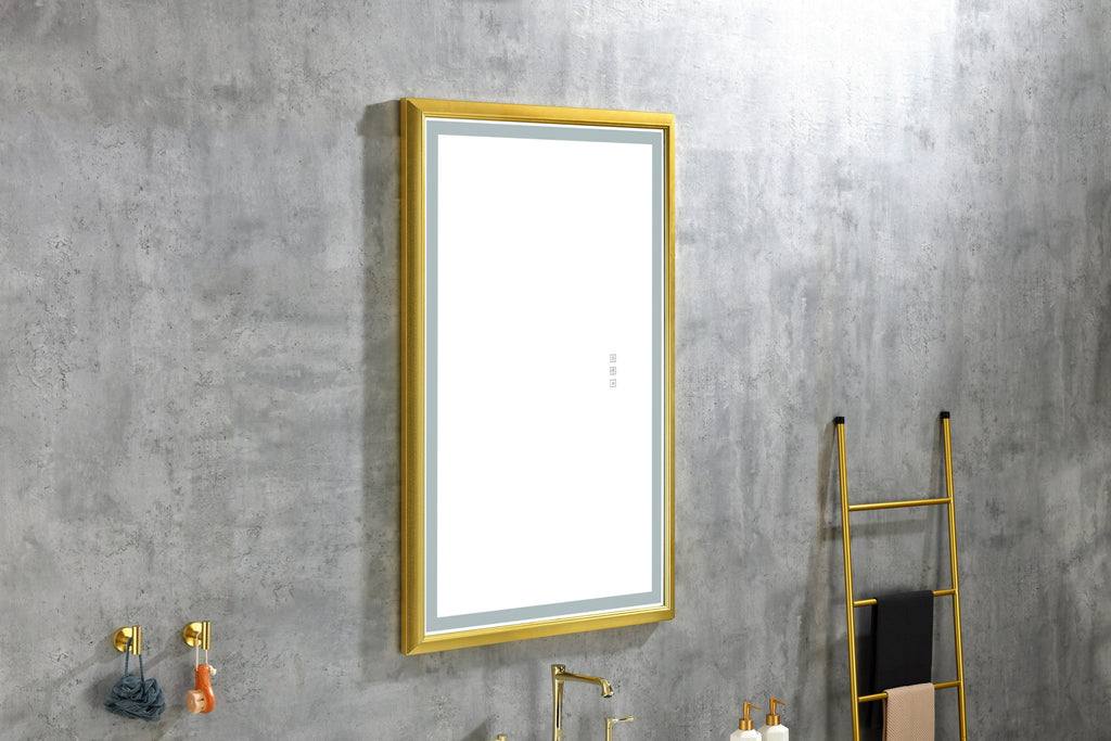 Leoglint 42 in. W x24 in. H Oversized Rectangular Framed LED Mirror Anti-Fog Dimmable Wall Mount Bathroom Vanity Mirror