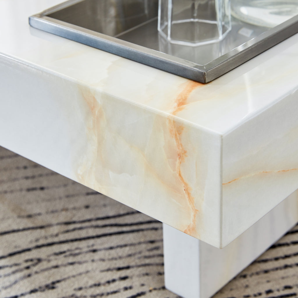 Leoglint A modern and practical coffee table with imitation marble patterns, made of MDF material. The fusion of elegance and natural fashion 31.4"* 31.4"* 12 "