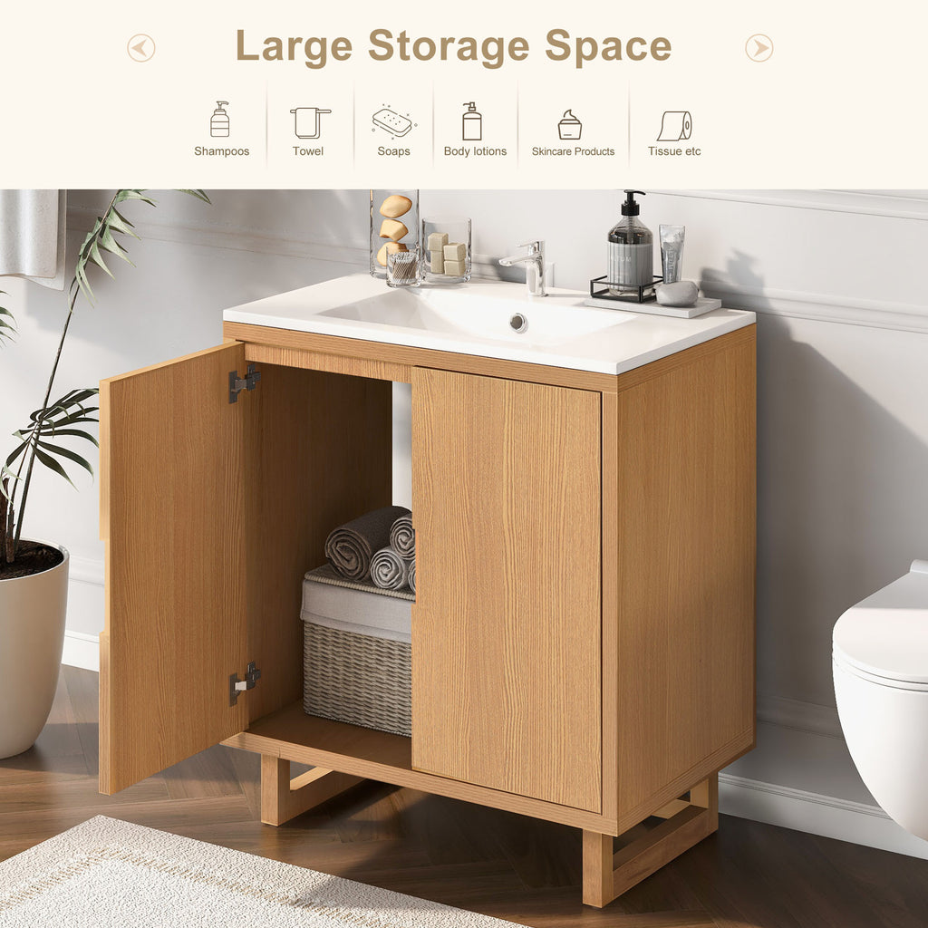 Leoglint 30" Bathroom vanity Set with Sink, Combo Cabinet, Bathroom Storage Cabinet, Solid Wood Frame