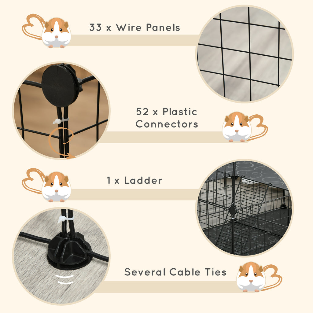 Leoglint 47 Panels Pet Playpen, Small Animal Playpen with Doors, Portable Metal Wire Yard Bunny Pen for Guinea Pigs, Chinchillas, 14" x 14"