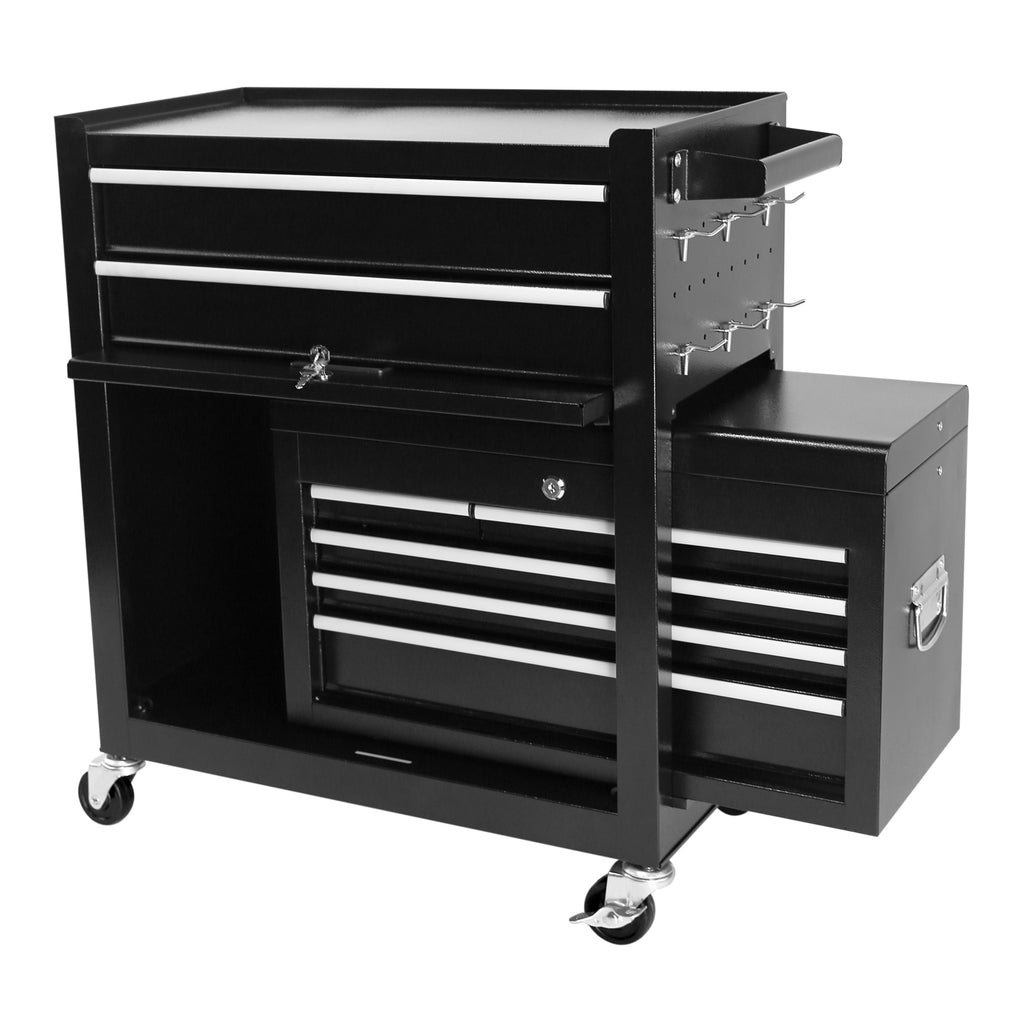 Leoglint 8-Drawer Rolling Tool Chest with Wheels, Large Tool Cabinet with Drawers, Mobile Steel Tool Storage Organizer with Lock&Liner for Warehouse, Workshop, Black