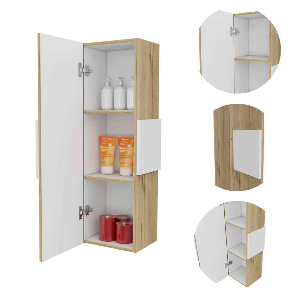 Leoglint Bridgewater 3-Shelf Rectangle Medicine Cabinet Light Oak and White