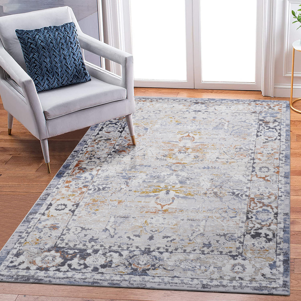 Leoglint NAAR PAYAS Collection 5X7 Ivory/Grey /Traditional Non-Shedding Living Room Bedroom Dining Home Office Stylish and Stain Resistant Area Rug