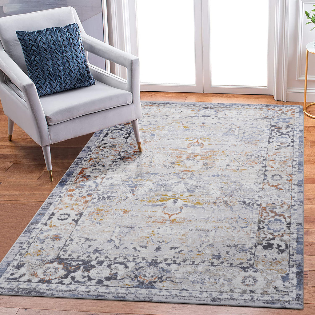 Leoglint 8X10 Ivory/Grey /Traditional Non-Shedding Living Room Bedroom Dining Home Office Stylish and Stain Resistant Area Rug