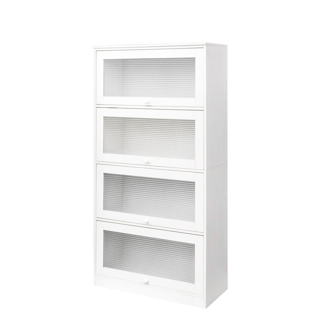 Leoglint Bookcase Contemporary Closed Back Glass Doors Office Storage Cabinet Floor-to-Ceiling Low Cabinet Bookcase Against Wall Dustproof Bookshelf