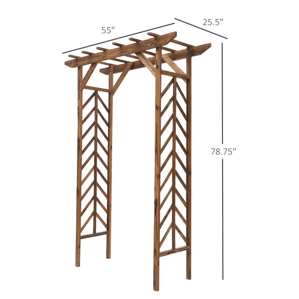 Leoglint 79in Wooden Garden Trellis Arbor Arch Trellis with Classic Countryside Style, Pergola Style Roof for Climbing Vines for Ceremony Party Weddings