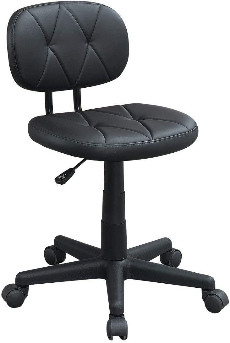 Leoglint Modern 1pc Office Chair Black Tufted Design Upholstered Chairs with wheels