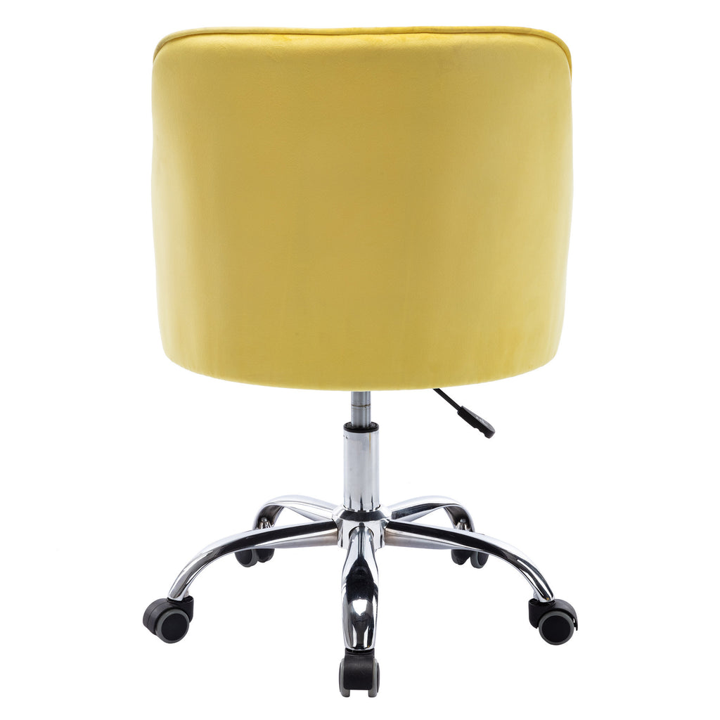 Leoglint COOLMORE Velvet Home Office Chair, Modern Cute Computer Chair, Wheels Swivel Height Adjustable Swivel Task Chair for Home Office (Yellow Velvet)