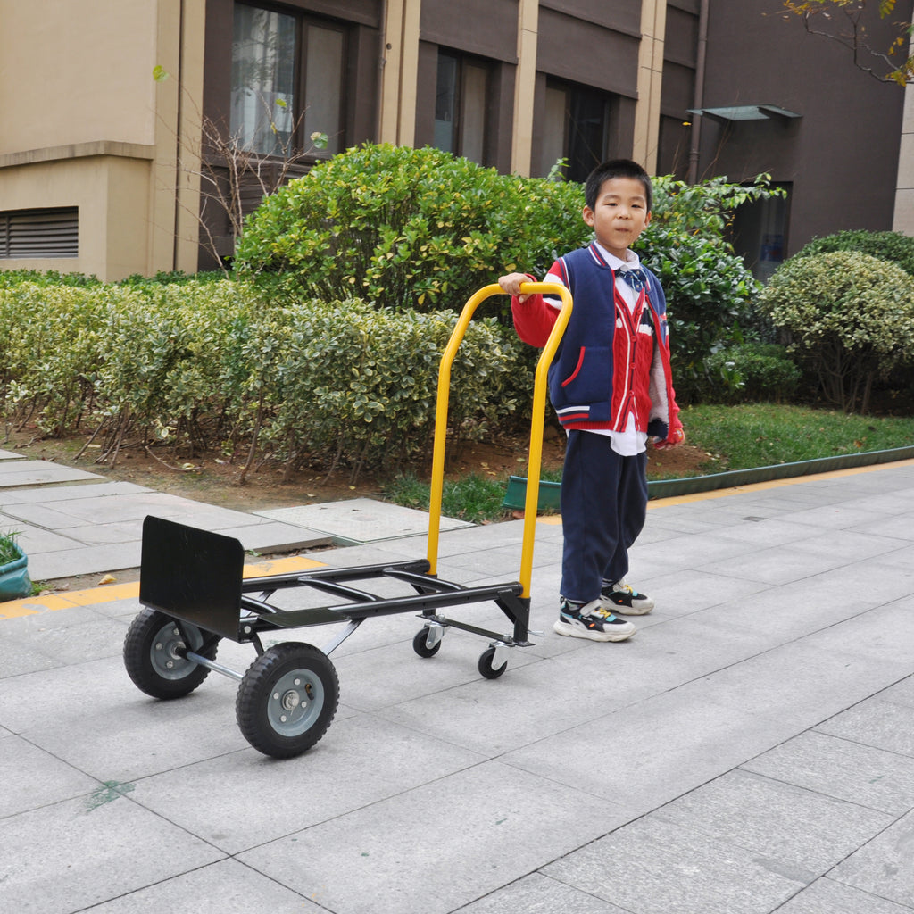 Leoglint Garden cart Hand Truck Dual Purpose 2 Wheel Dolly Cart and 4 Wheel Push Cart with Swivel Wheels 330 Lbs Capacity Heavy Duty Platform Cart for Moving/Warehouse/Garden/Grocery