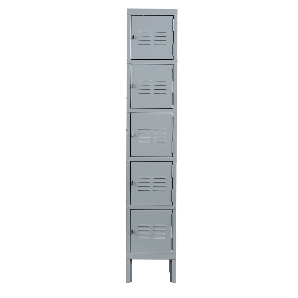 Leoglint 5 Door 66"H Metal Lockers With Lock for Employees,Storage Locker Cabinet  for Home Gym Office School Garage,Gray