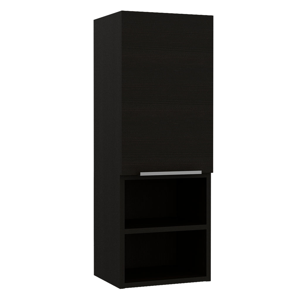 Leoglint Medicine 32H" Single Door Cabinet, Two External Shelves, Two Interior Shelves, Black