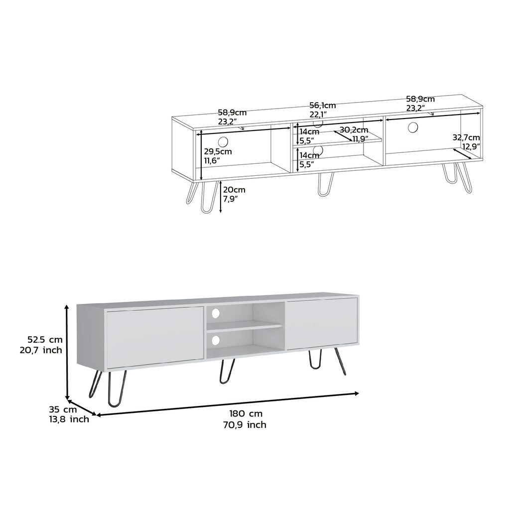 Leoglint Waco TV Stand, Hairpin Stand with Spacious Storage and Cable Management Holes, White