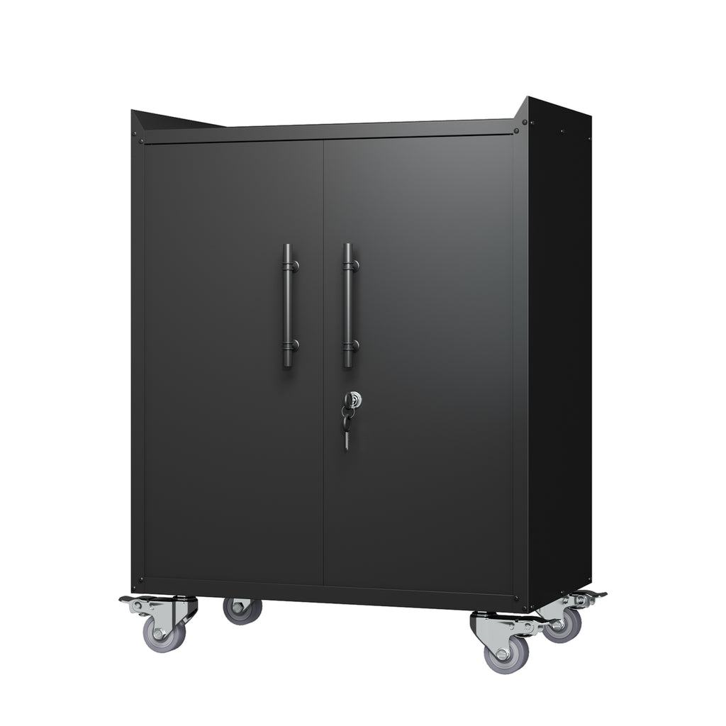 Leoglint 2 Door Tool Cabinets for Garage, Lockable Garage Storage Cabinet, Locking Metal Storage Cabinet with Wheels, Rolling Tool Chest, Assembly Required H34*W30.3*D18