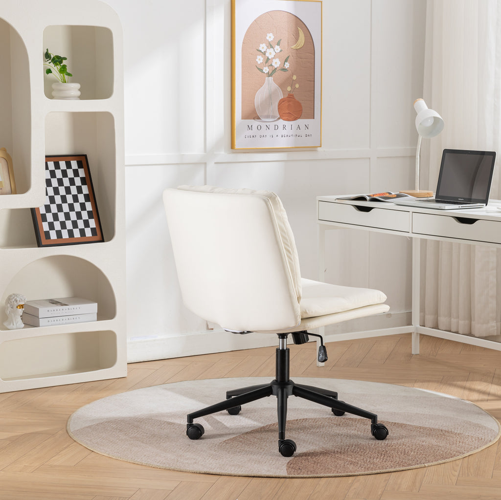 Leoglint Bizerte Adjustable Swivel Outdoor Criss-Cross Chair, Wide Seat/ Office Chair /Vanity Chair, White