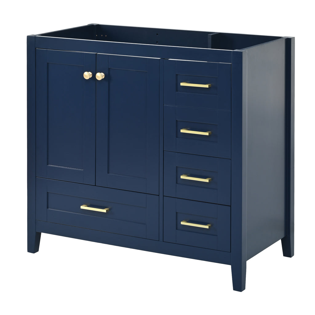 Leoglint 36'' Bathroom Vanity without Sink, Modern Bathroom Cabinet with 4 Drawers, Freestanding Wood Bathroom Vanity, Blue (NOT INCLUDE BASIN)