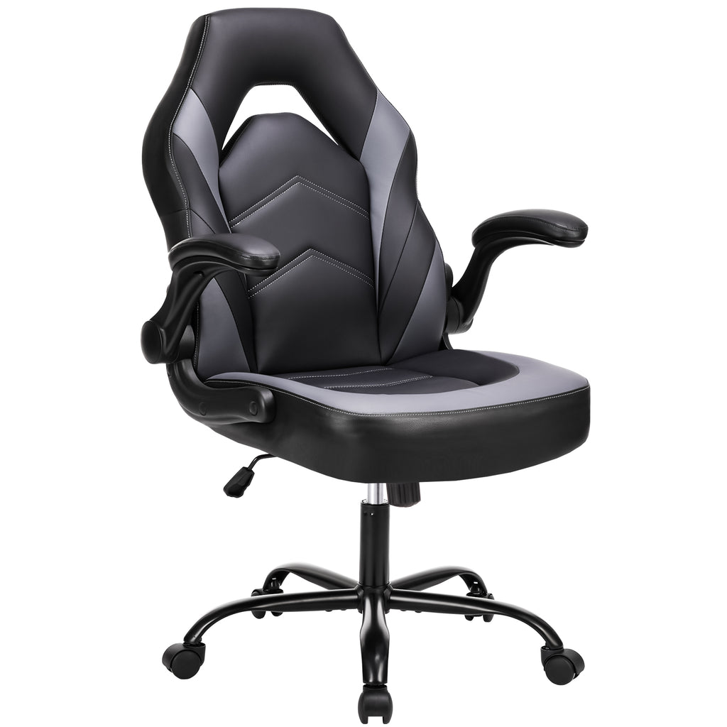 Leoglint Sweetcrispy Gaming Chair - PU Leather Computer Chair Ergonomic Office Chair with Lumbar Support, Height Adjustable Rolling Desk Chairs with Flip-up Armrests