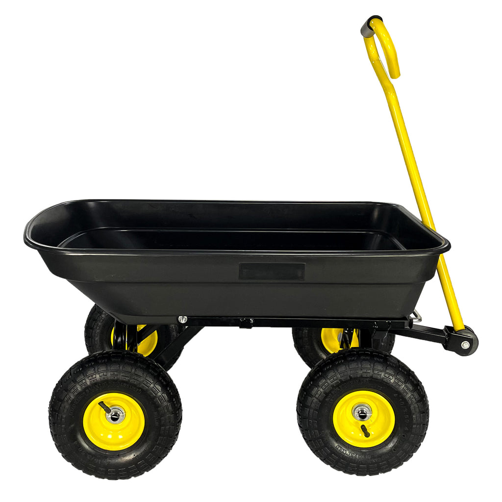 Leoglint Garden Cart with Steel Frame Outdoor Wagon with 10 Inch Pneumatic Tires, 55L Capacity, Black