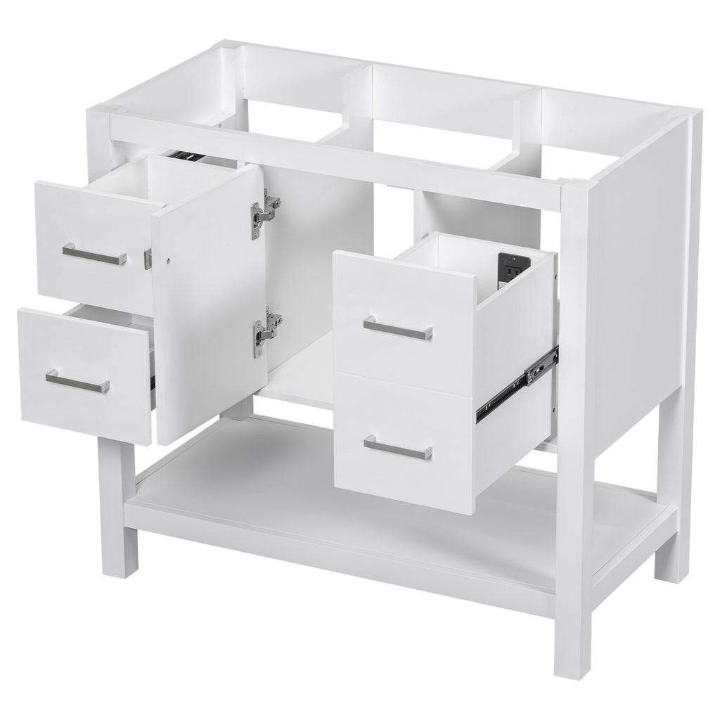 Leoglint [Cabinet Only]36" White Modern Bathroom Vanity with USB(Sink not included)