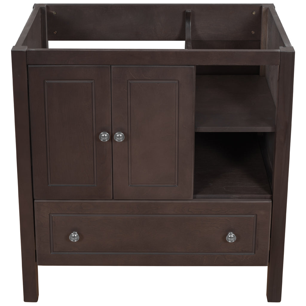 Leoglint 30" Bathroom Vanity Base Only, Solid Wood Frame, Bathroom Storage Cabinet with Doors and Drawers, Brown