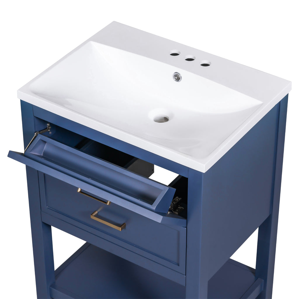 Leoglint 24'' Bathroom Vanity with Top Sink, Modern Bathroom Storage Cabinet with 2 Drawers, Single Sink Bathroom Vanity