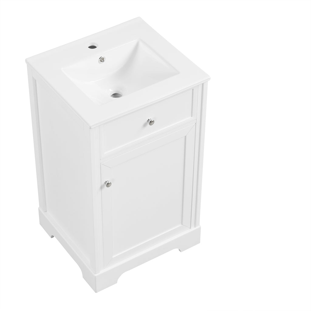 Leoglint 20" Bathroom Vanity with Sink, Bathroom Cabinet with Soft Closing Door, Storage Rack and Adjustable Shelve, White