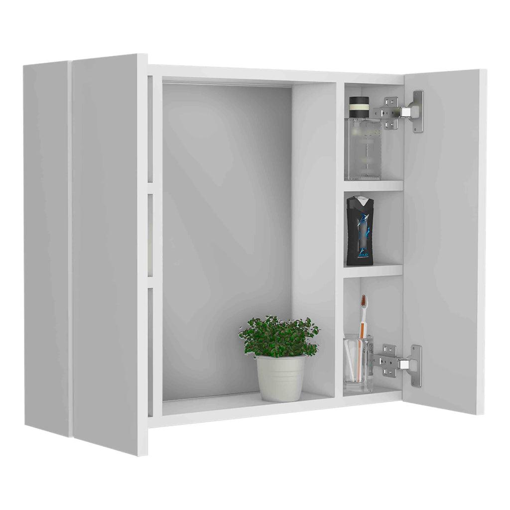 Leoglint Artemisa Medicine Cabinet, Double Door, Mirror, One External Shelf  -White