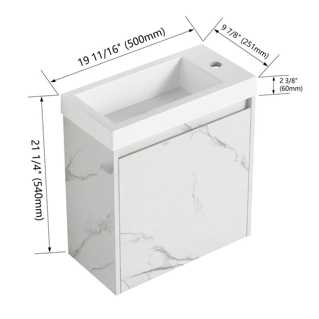 Leoglint 20'' Floating Wall-Mounted Bathroom Vanity with Resin Sink & Soft-Close Cabinet Door