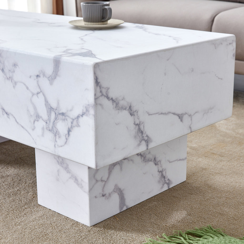 Leoglint The white coffee table has patterns. Modern rectangular table, suitable for living rooms and apartments. 43.3"*21.6"*17.2"