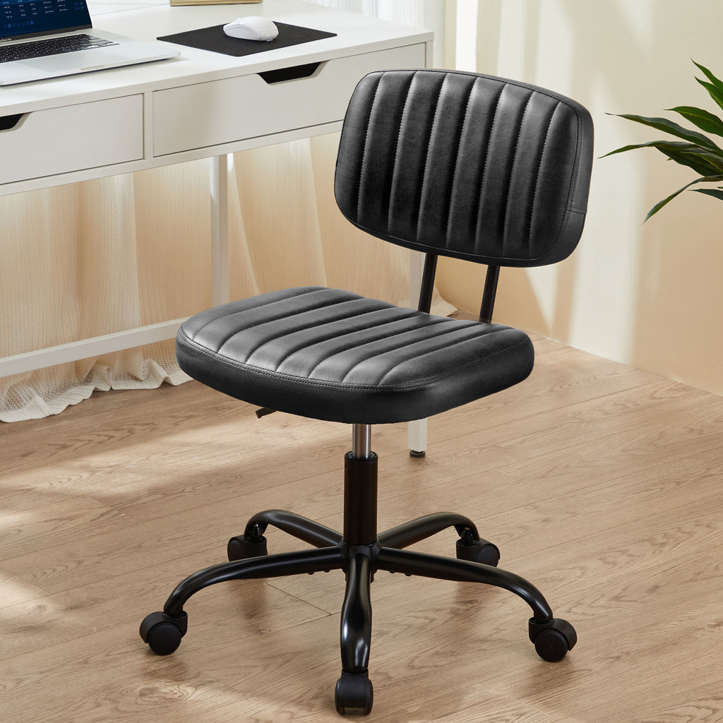 Leoglint SWEETCRISPY PU Leather Low Back Task Chair Small Home Office Chair with Wheels