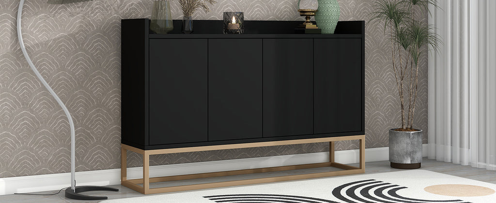 Leoglint TREXM Modern Sideboard Elegant Buffet Cabinet with Large Storage Space for Dining Room, Entryway (Black)