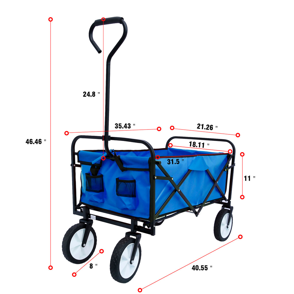 Leoglint Garden cart Folding Wagon Garden Shopping Beach Cart (Blue)