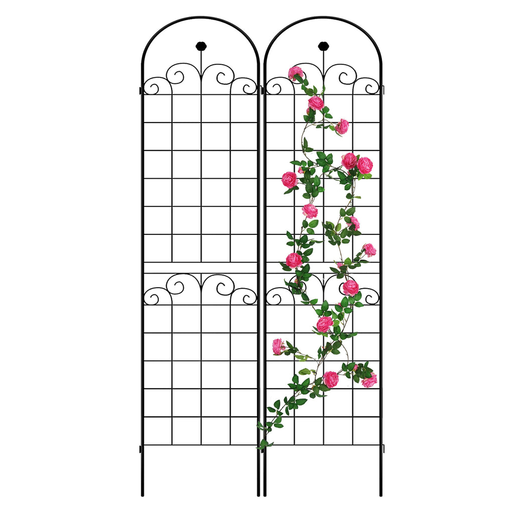 Leoglint 2 Pack Metal Garden Trellis for Climbing Plants Outdoor 86.7'' x 19.7'' Rustproof Plant Support Rose Trellis Netting Trellis Black