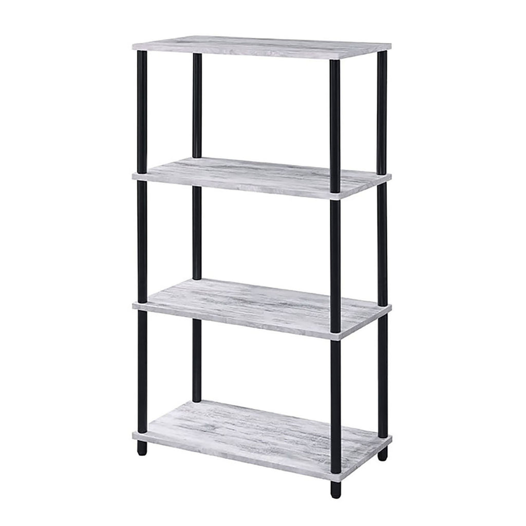 Leoglint Antique White and Black Bookshelf with 4 Shelf