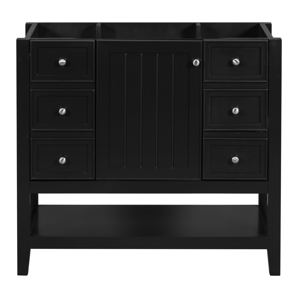 Leoglint 36" Bathroom Vanity without Sink, Cabinet Base Only, One Cabinet and three Drawers, Black