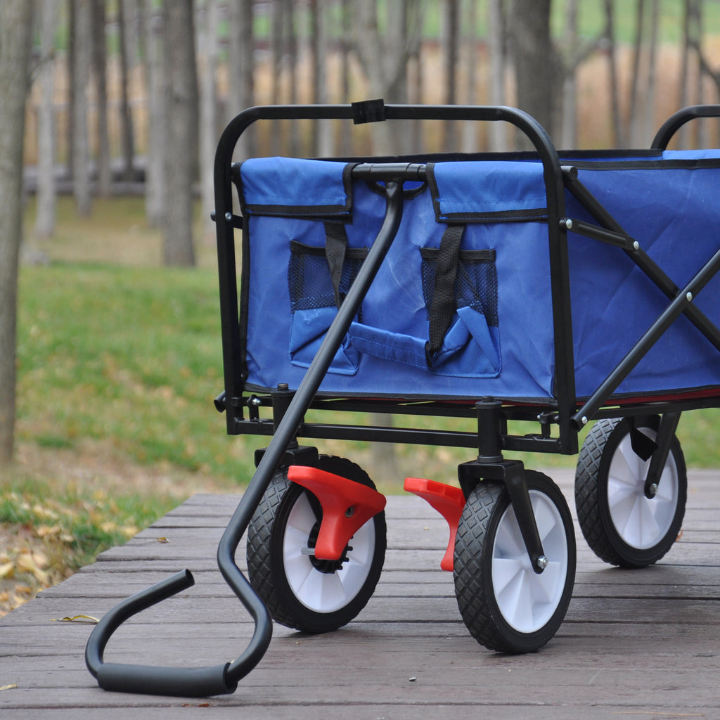 Leoglint Garden cart Folding Wagon Garden Shopping Beach Cart (blue)