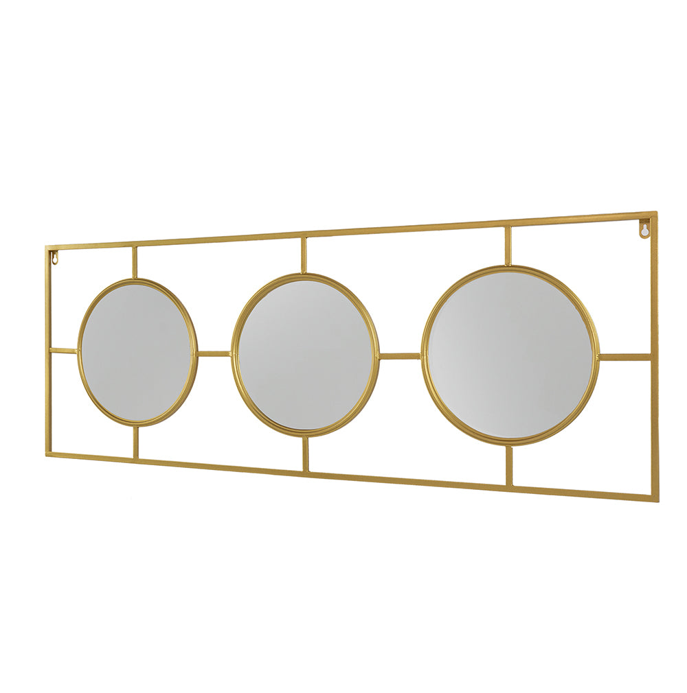 Leoglint 3 Mirror Piece Wall Mirror in Gold Rectangular Frame, Home Wall Decor for Bedroom Living Room, 43"x16"