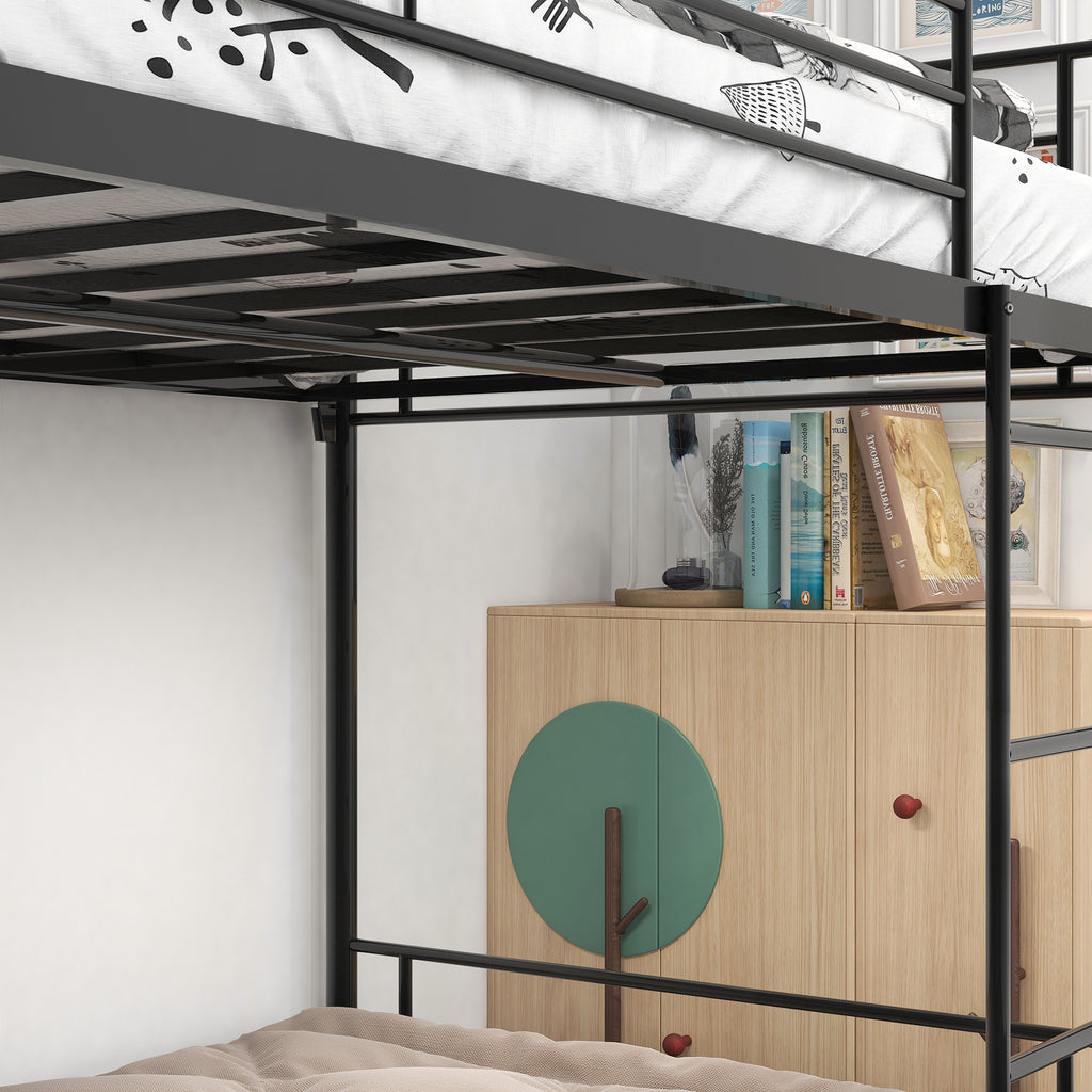 Leoglint Twin over Twin Bunk Bed Frame, Metal Frame with Ladder