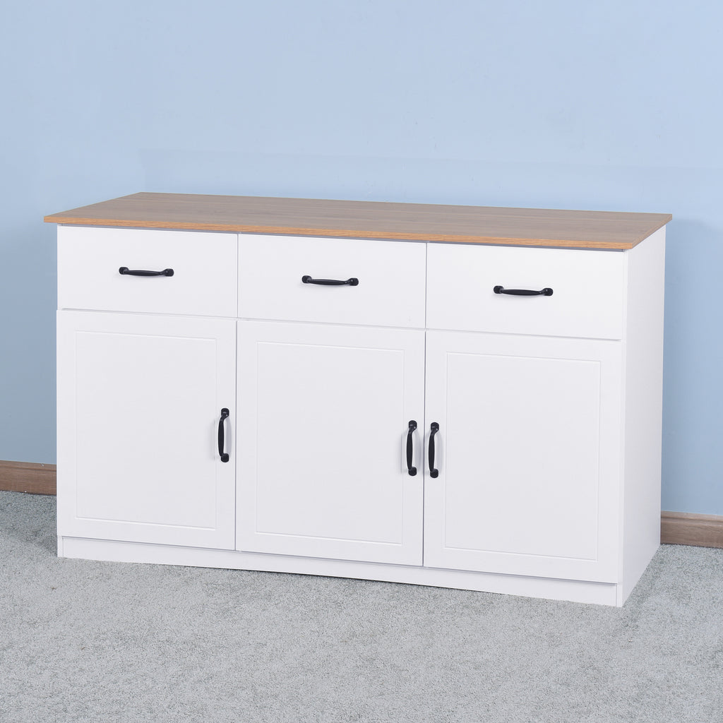 Leoglint White Buffet Cabinet with Storage, Kitchen Sideboard with 3 Doors and 3 Drawers, Coffee Bar Cabinet, Storage Cabinet Console Table for Living Room