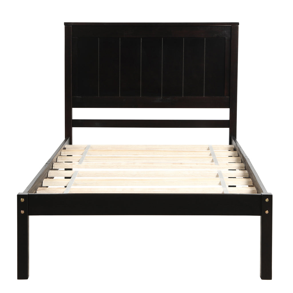 Platform Bed Frame with Headboard, Wood Slat Support, No Box Spring Needed,Twin, Espresso(OLD SKU:WF191418AAP)