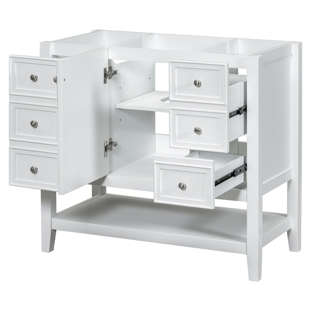 Leoglint 36" Bathroom Vanity without Sink, Cabinet Base Only, One Cabinet and three Drawers, White