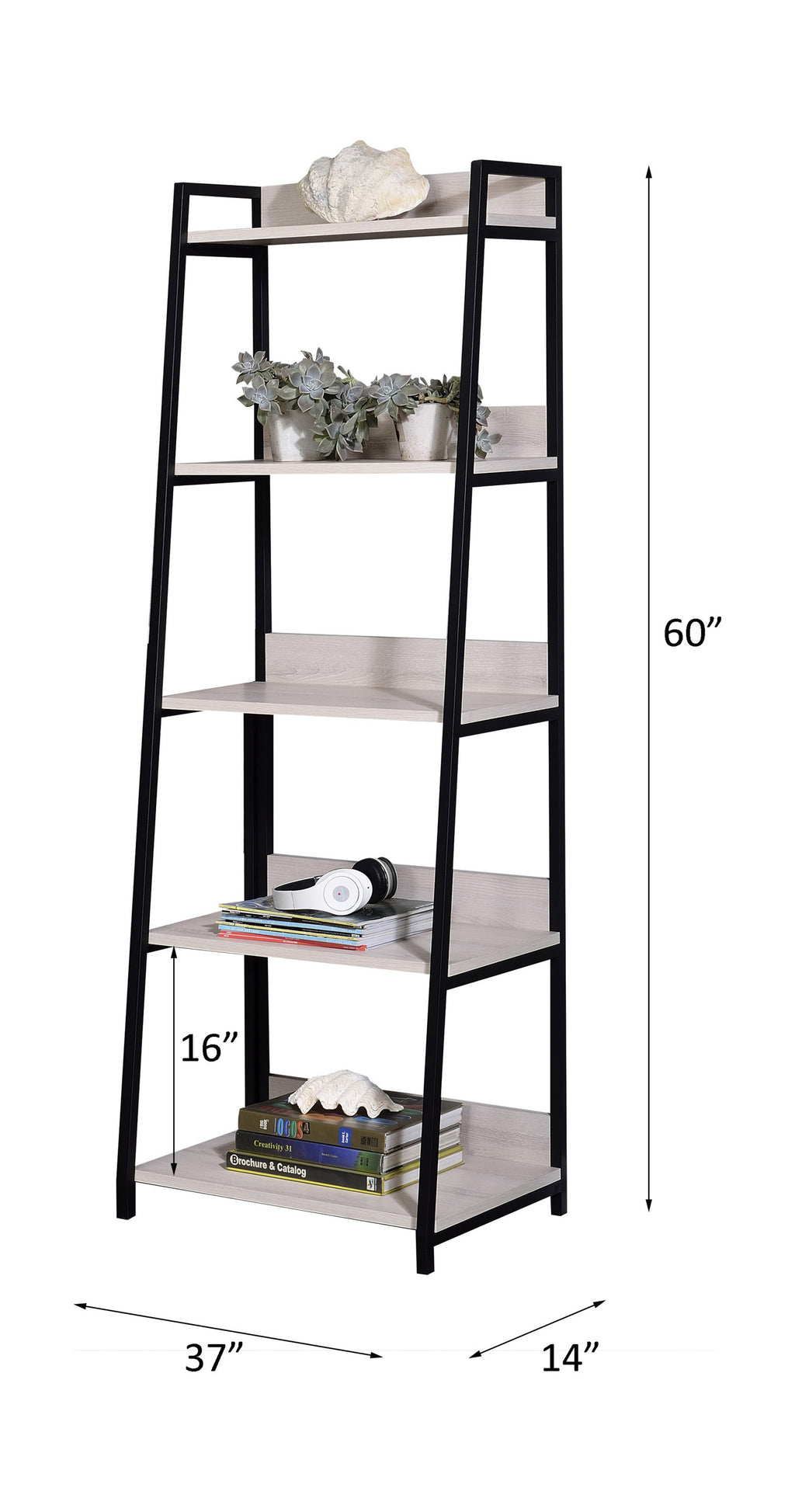 Leoglint ACME Wendral Bookshelf (5-Tier, 23"L), Natural & Black 92674