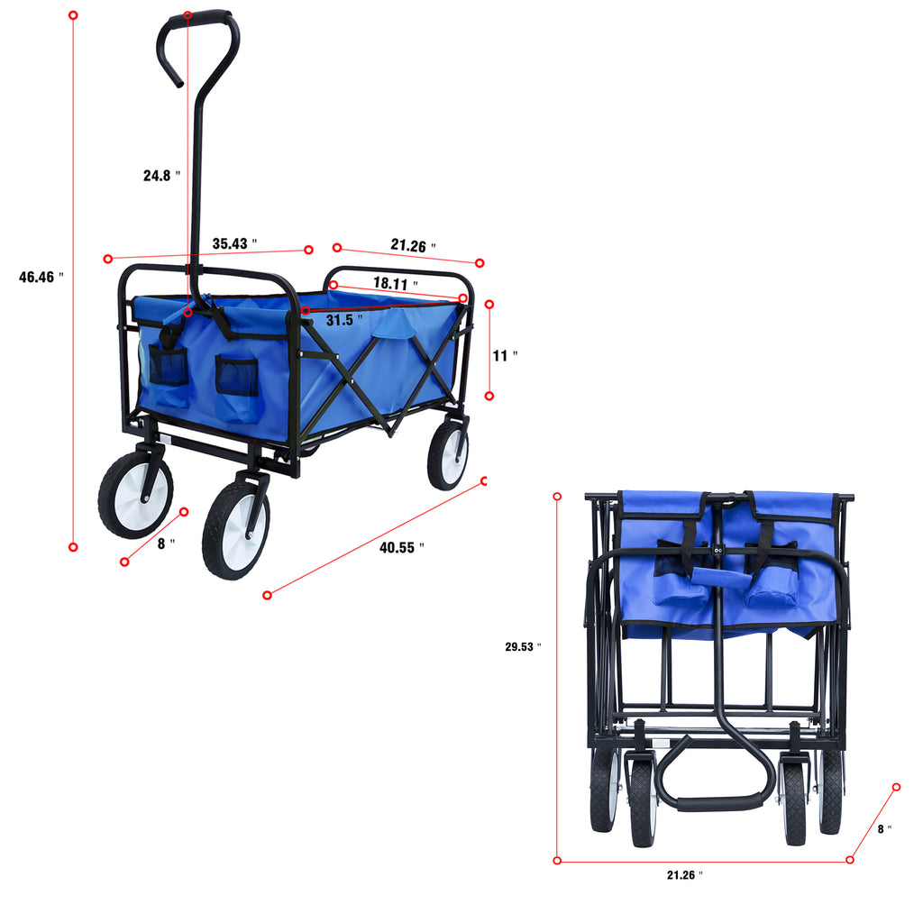 Leoglint Garden cart Folding Wagon Garden Shopping Beach Cart (Blue)