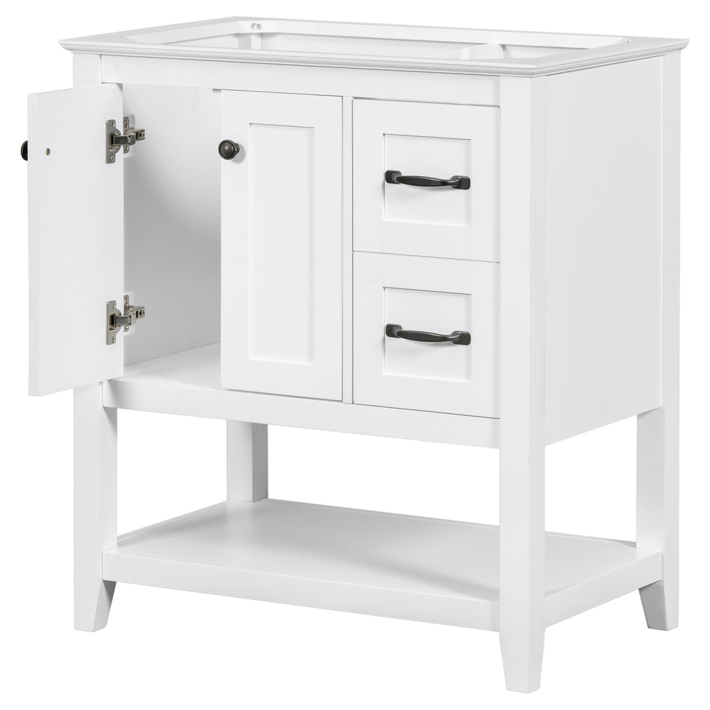 Leoglint 30" Bathroom Vanity without Sink Top, Cabinet Base Only, Vanity with Multi-Functional Drawer, White